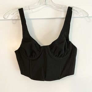 TIC TOC Womens Corset Top Size S Black‎ Lace Bustier Y2K Whimsigoth Grunge Party